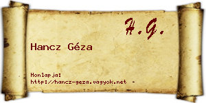 Hancz Géza névjegykártya